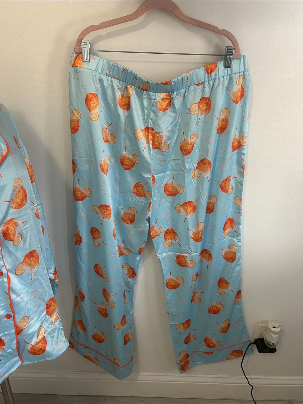 Sheshow Aperol Spritz Blue Satin Pajama Set - Picture 7 of 9